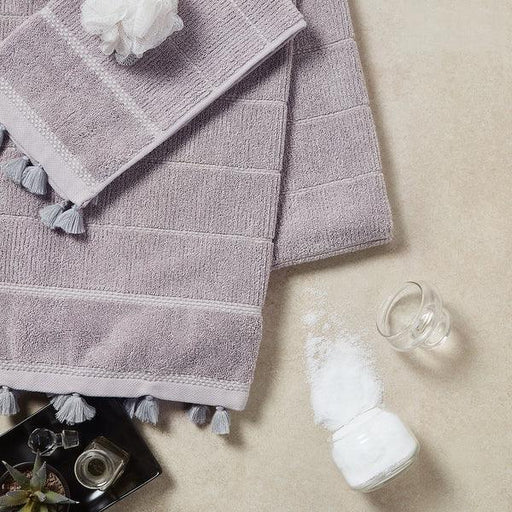 Buy Towels - Cotton Towel Set, Quick Dry, High Absorbent & Super Soft | Purple Grey Cotton Towel With Tassels by Houmn on IKIRU online store