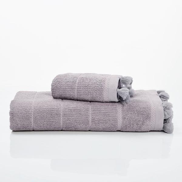 Buy Towels - Cotton Towel Set, Quick Dry, High Absorbent & Super Soft | Purple Grey Cotton Towel With Tassels by Houmn on IKIRU online store
