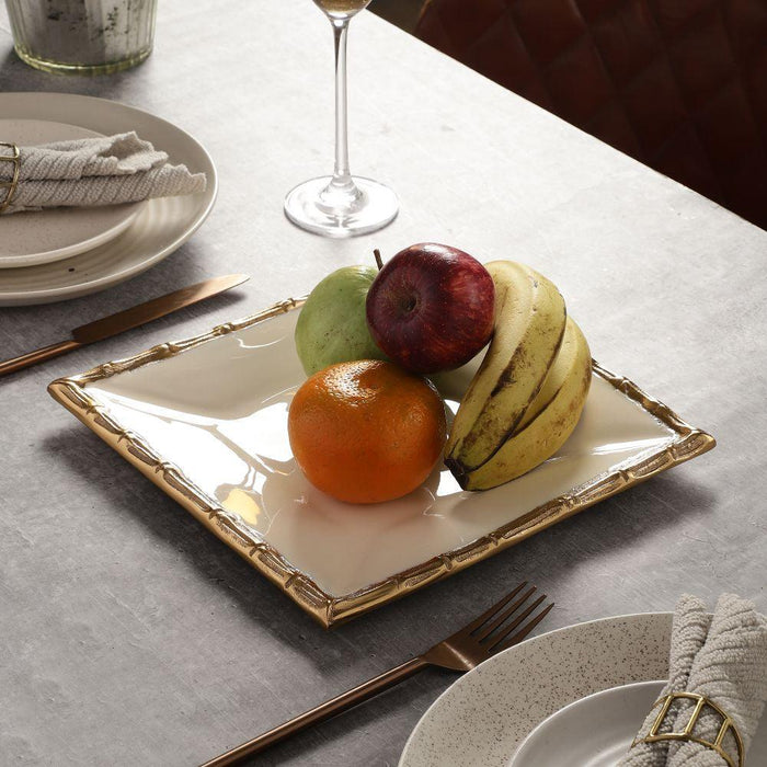 Buy Tray - Alf Vine Square Platter for Serving | Metal Trays for Kitchen Decor by De Maison Decor on IKIRU online store