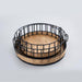 Buy Tray - Natural Black Iron & Wooden Round Basket Trays For Storage Set of 2 by Indecrafts on IKIRU online store