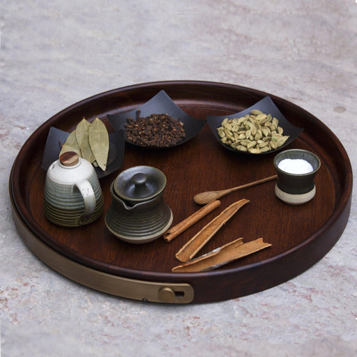 Buy Tray Selective Edition - Brass Band Round Tray by Anantaya on IKIRU online store