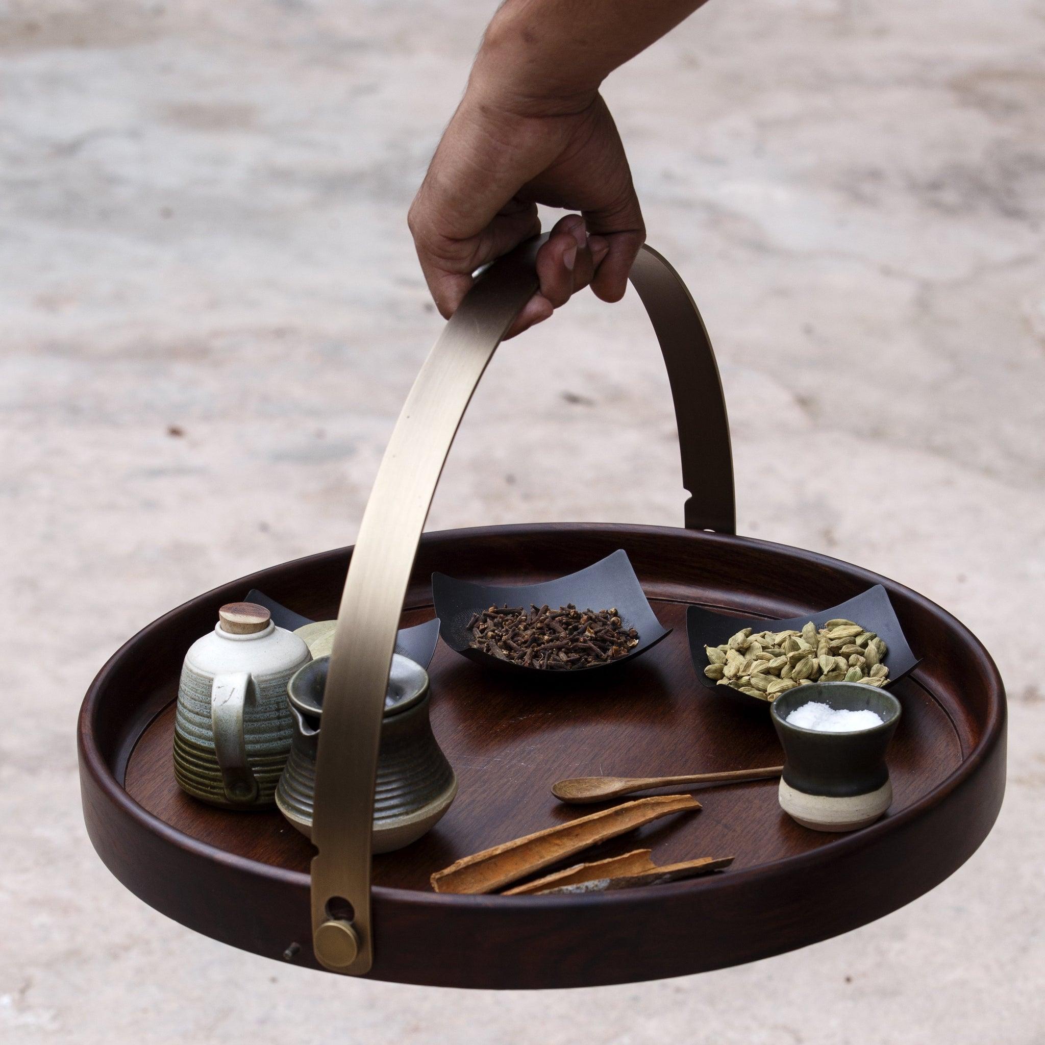 Buy Tray Selective Edition - Brass Band Round Tray by Anantaya on IKIRU online store