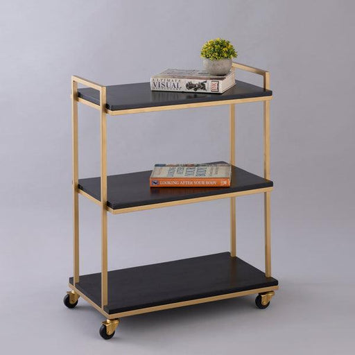 Buy Trolley - Black Golden Iron & Wooden Multi Purpose 3 Tier Trolley Stand For Living Room & Home by Indecrafts on IKIRU online store