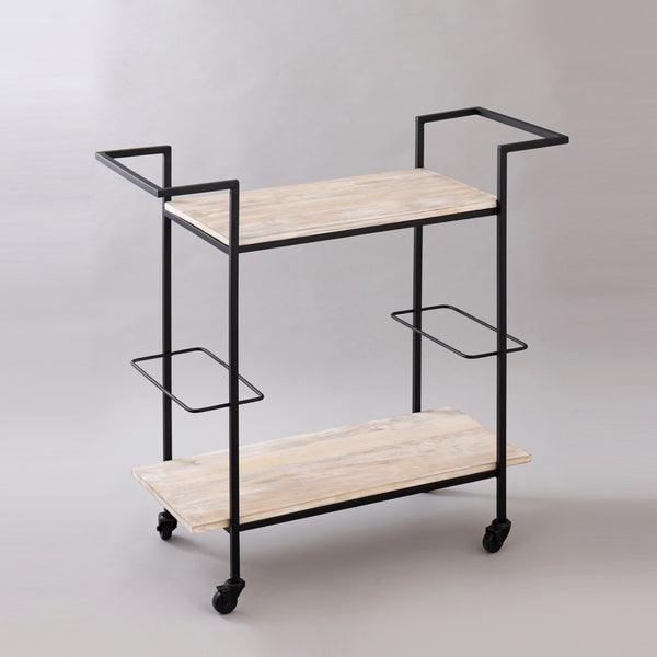 Buy Trolley - Matt Black Iron & Wood Multi Purpose Trolley Stand with Handles For Home by Indecrafts on IKIRU online store