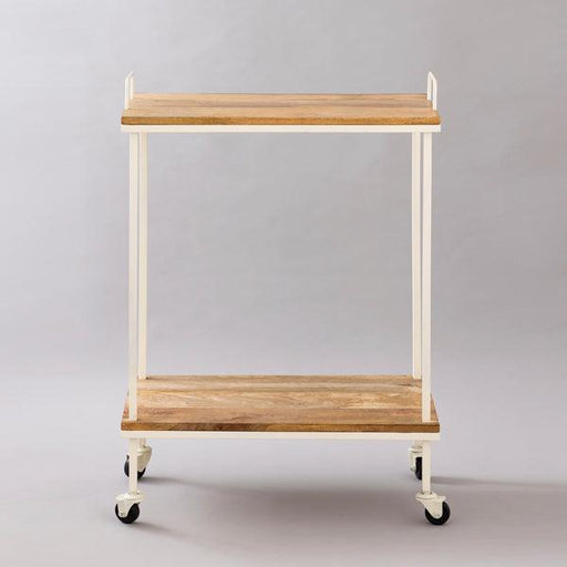 Buy Trolley - Off White Natural Iron & Wooden Multi Purpose 2 Tier Trolley Stand For Home by Indecrafts on IKIRU online store