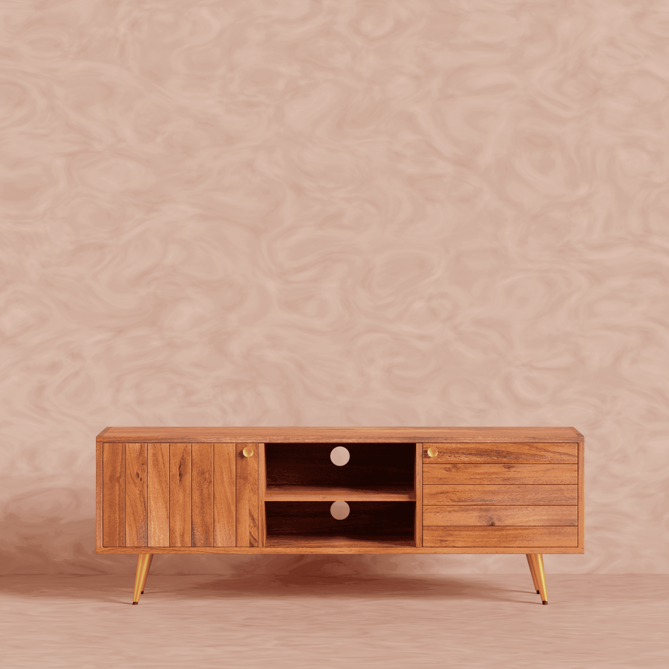 Buy TV Unit - Slat TV Cabinet for Living Room | Wooden TV Unit | Media Console by Artisan Manor on IKIRU online store