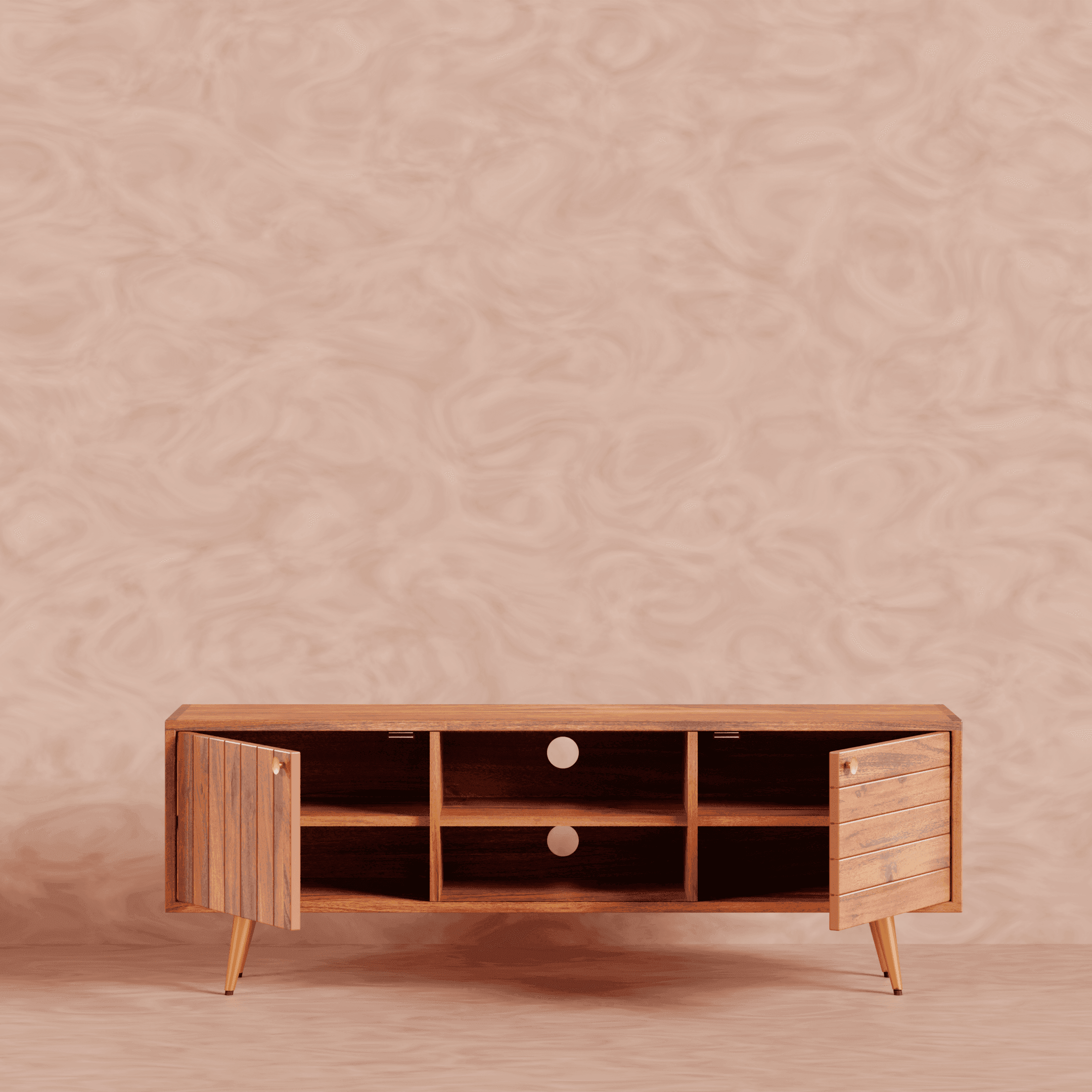 Buy TV Unit - Slat TV Cabinet for Living Room | Wooden TV Unit | Media Console by Artisan Manor on IKIRU online store