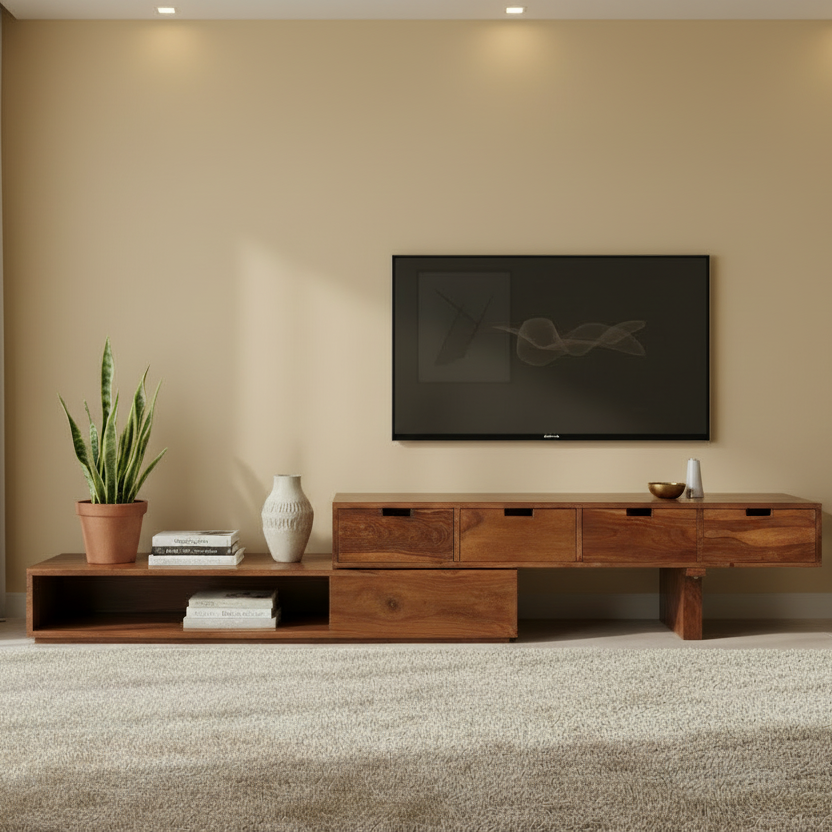 Zozo Wooden Tv Cabinet For Living Room | Tv Storage Unit