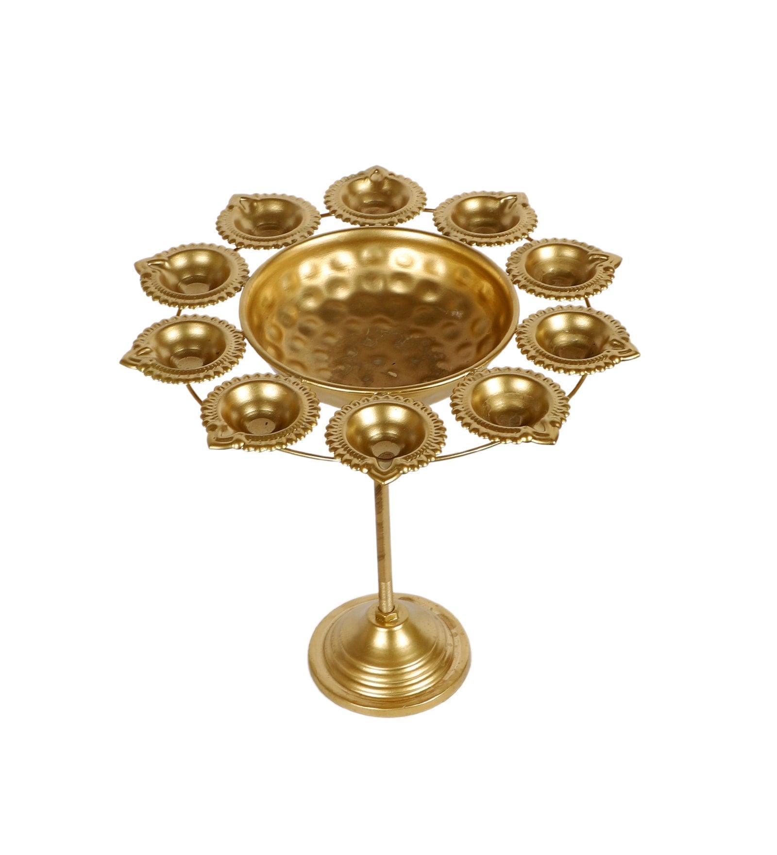 Buy Urli Bowl - Decorative Golden Detachable Diya Urli With Stand Set Of 3 by Amaya Decors on IKIRU online store