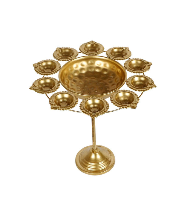 Buy Urli Bowl - Decorative Golden Detachable Diya Urli With Stand Set Of 3 by Amaya Decors on IKIRU online store