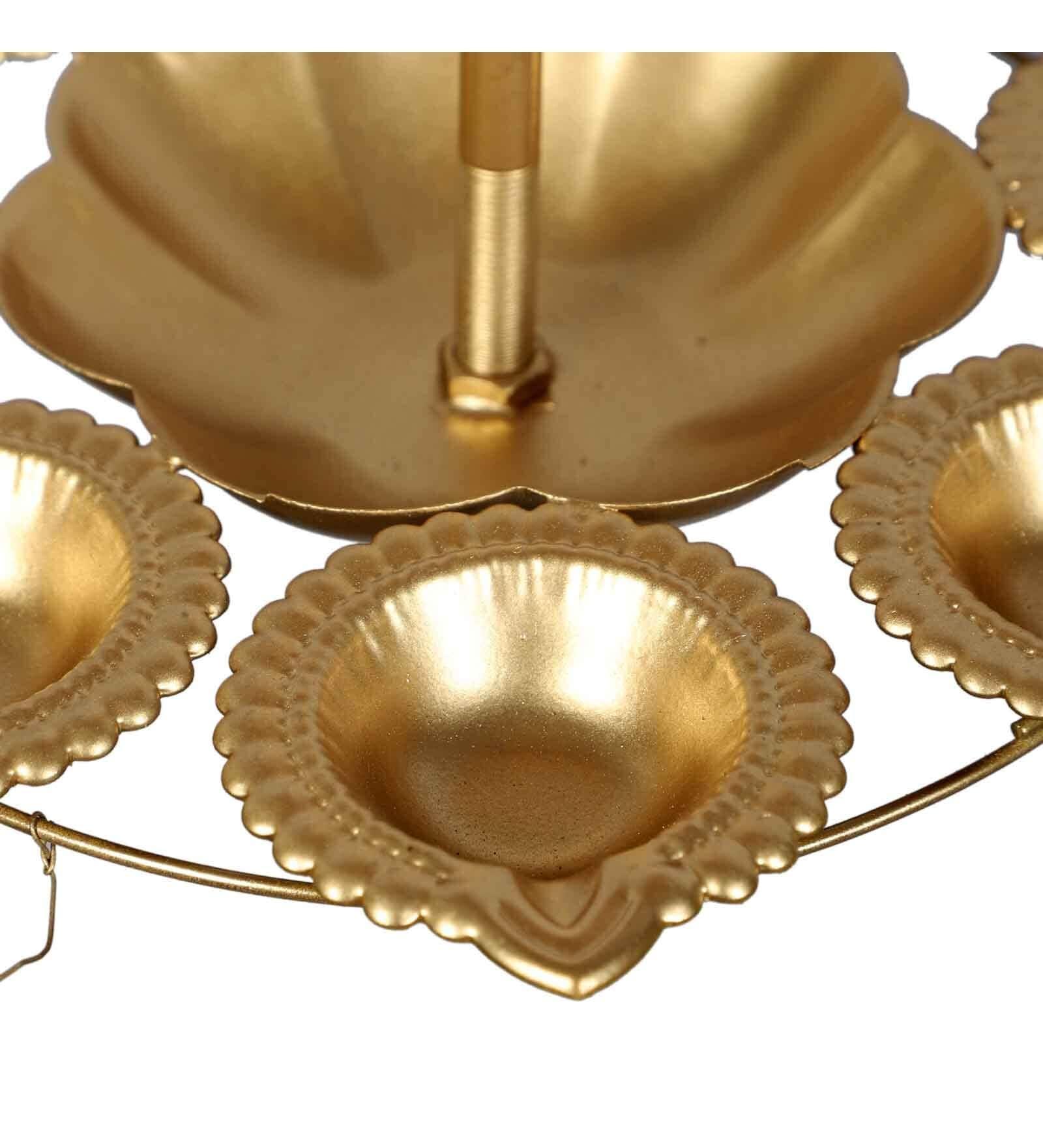 Buy Urli Bowl - Golden Hanging Metallic Diya Urli Set Of 2 For Pooja Room & Decor by Amaya Decors on IKIRU online store