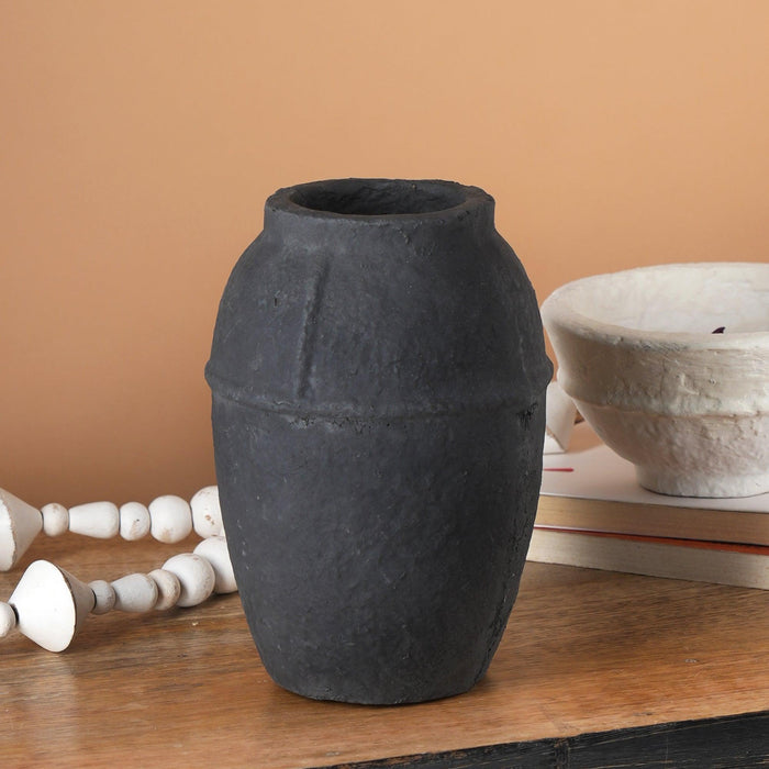 Buy Vase - Black Paper Mache Vase | Decorative Flower Pot For Home Decoration by Fig on IKIRU online store