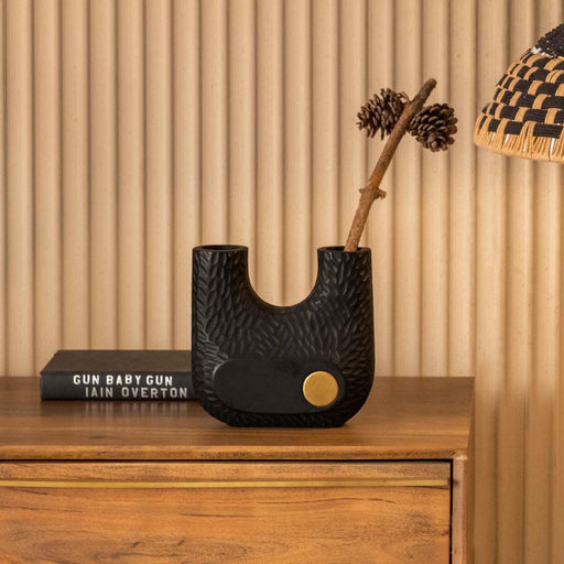 Buy Vase - Darby Wooden Black Flower Vase Double For Home Decor & Gifting by Orange Tree on IKIRU online store