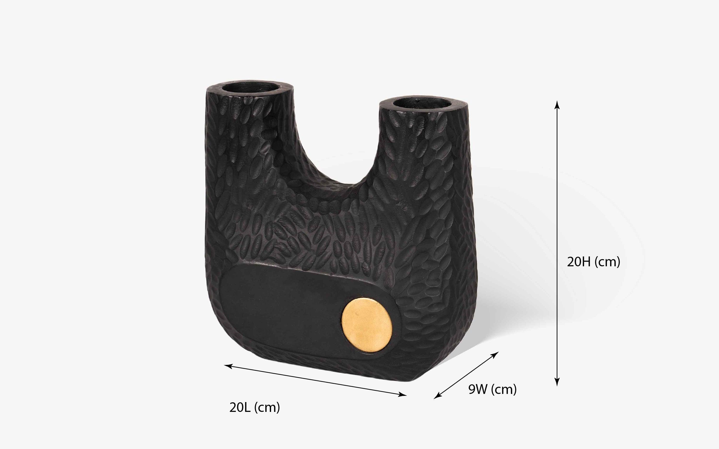 Buy Vase - Darby Wooden Black Flower Vase Double For Home Decor & Gifting by Orange Tree on IKIRU online store