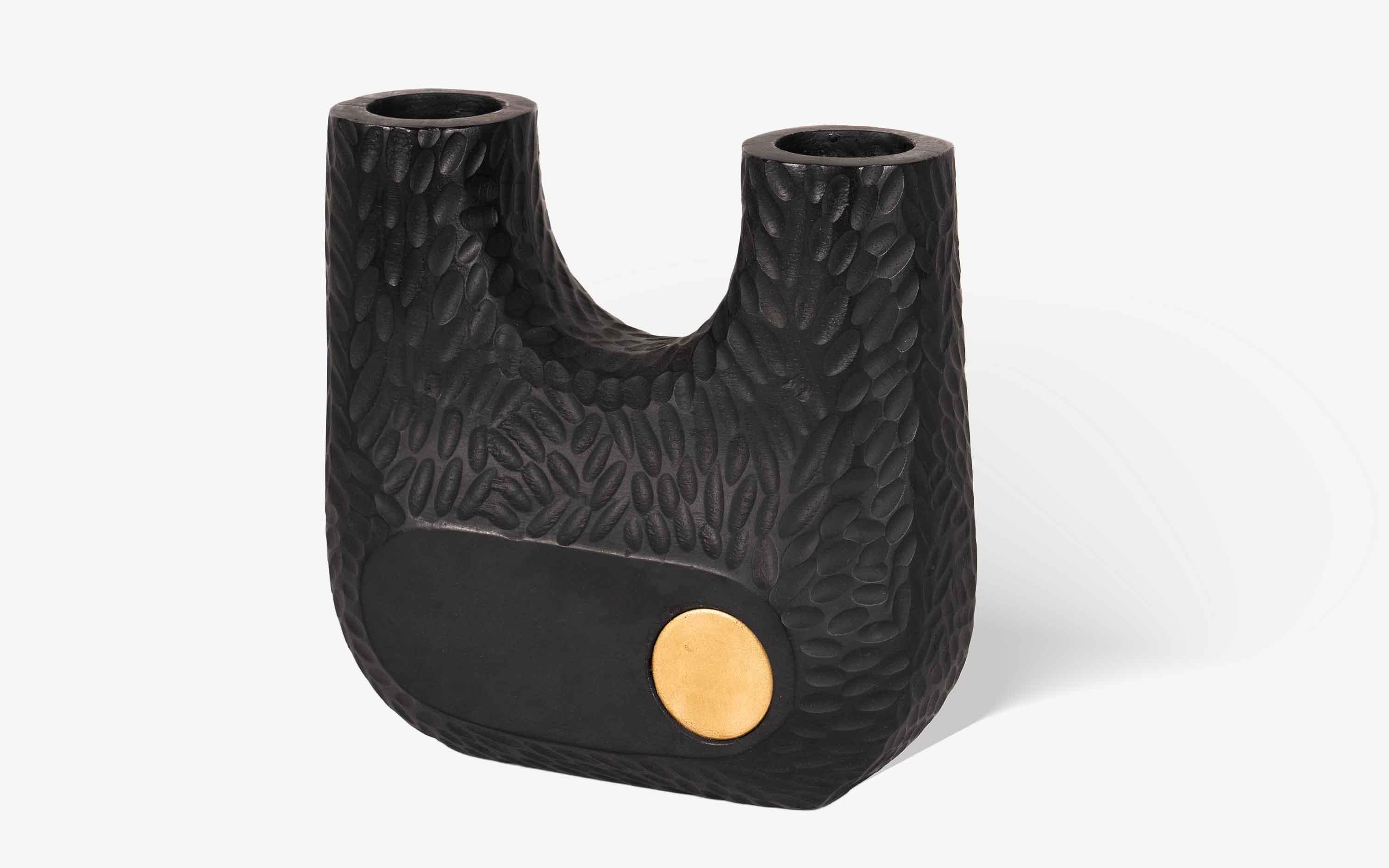 Buy Vase - Darby Wooden Black Flower Vase Double For Home Decor & Gifting by Orange Tree on IKIRU online store