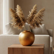 Decorative Bright Golden Vase | Round Flower Pot For Decor