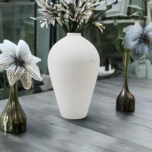 Buy Vase - Elegante White Flower Pot For Bedroom & Home Decor | Decorative Ceramic Vase For Gifting by Ceramic Kitchen on IKIRU online store