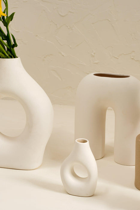 Buy Vase - Farmhouse Vase White and Beige Set of 9 | Face Planter & Flower Pot by Purezento on IKIRU online store