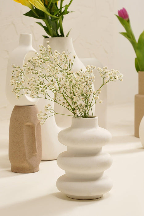 Buy Vase - Farmhouse Vase White and Beige Set of 9 | Face Planter & Flower Pot by Purezento on IKIRU online store