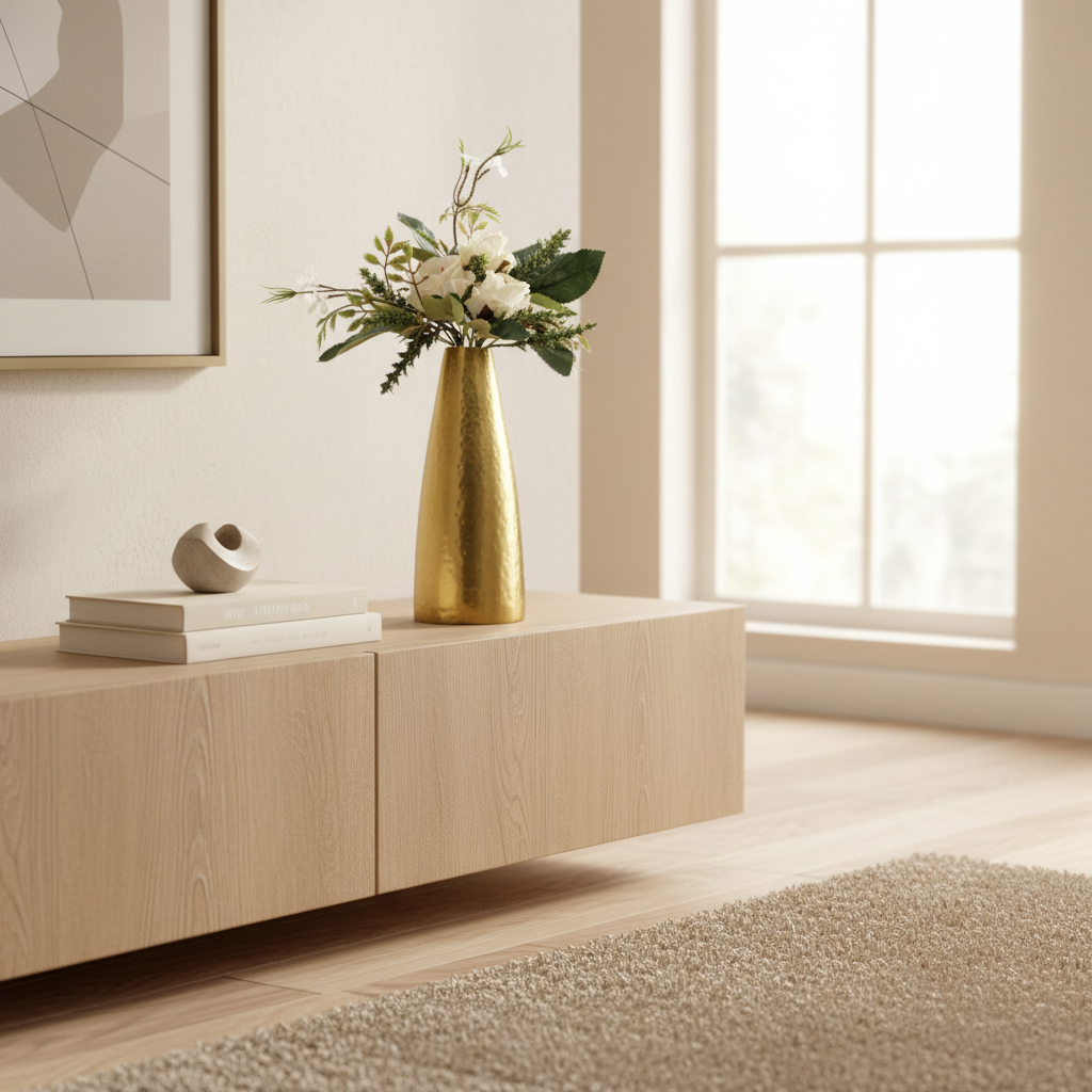 Antique Golden Flower Vase for Living Room | Metal Flower Pot Elegant Home Decor &amp; Gift Accent