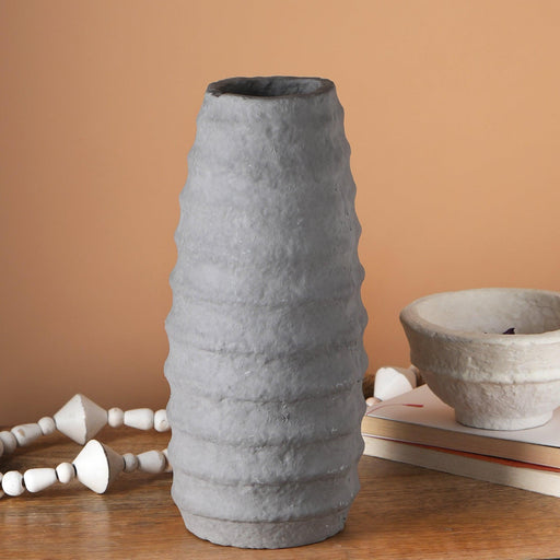 Buy Vase - Modern Grey Paper Mache Vase | Flower Pot For Home Decoration by Fig on IKIRU online store