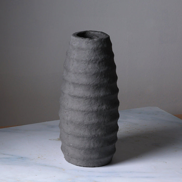 Buy Vase - Modern Grey Paper Mache Vase | Flower Pot For Home Decoration by Fig on IKIRU online store