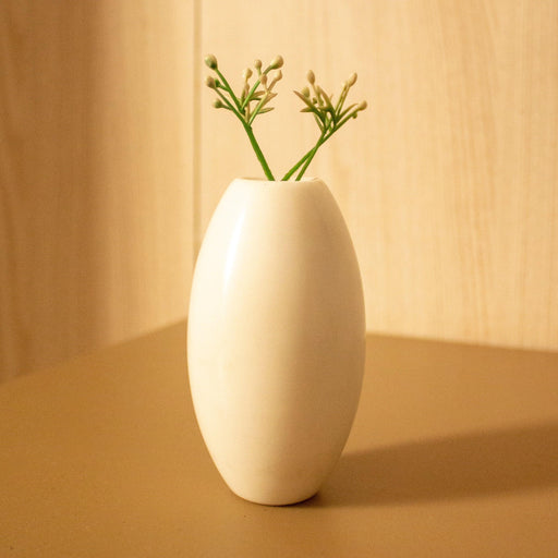 Buy Vase - Oval White Marble Vase For Home & Table Decor | Decorative Flower Pot For Gifting by Byora Homes on IKIRU online store