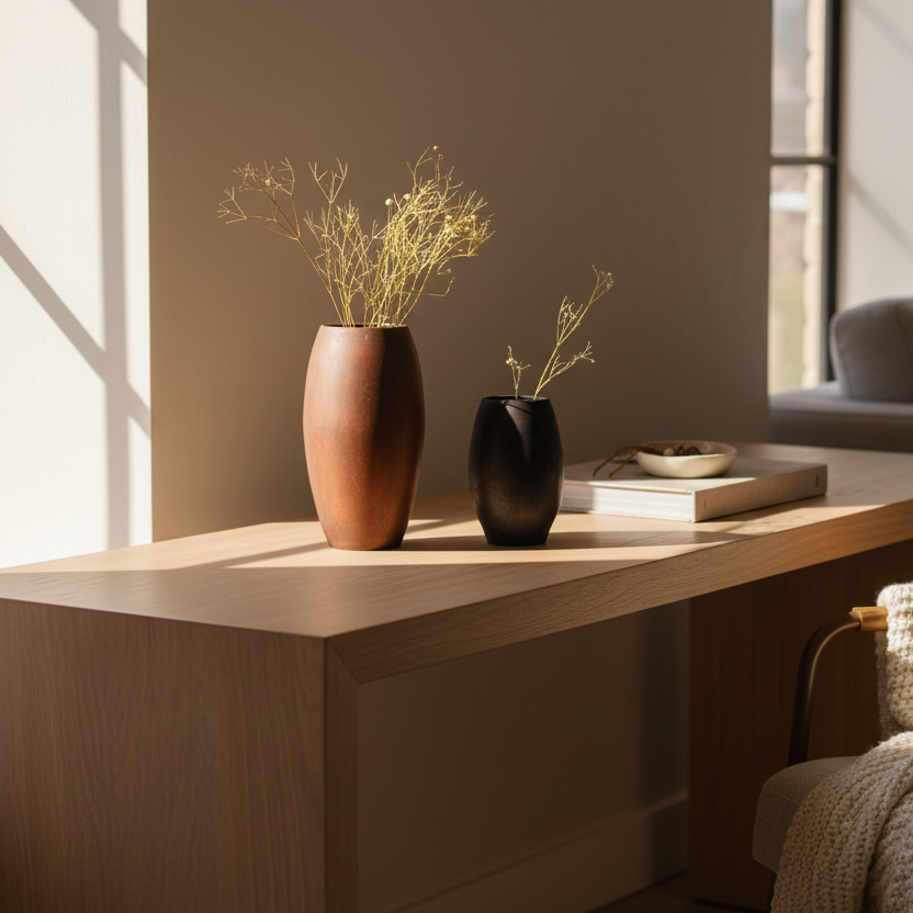 Terracotta Miniature Flower Pots Set Of 2 | Decorative Flower Vase For Living Room & Table Decor