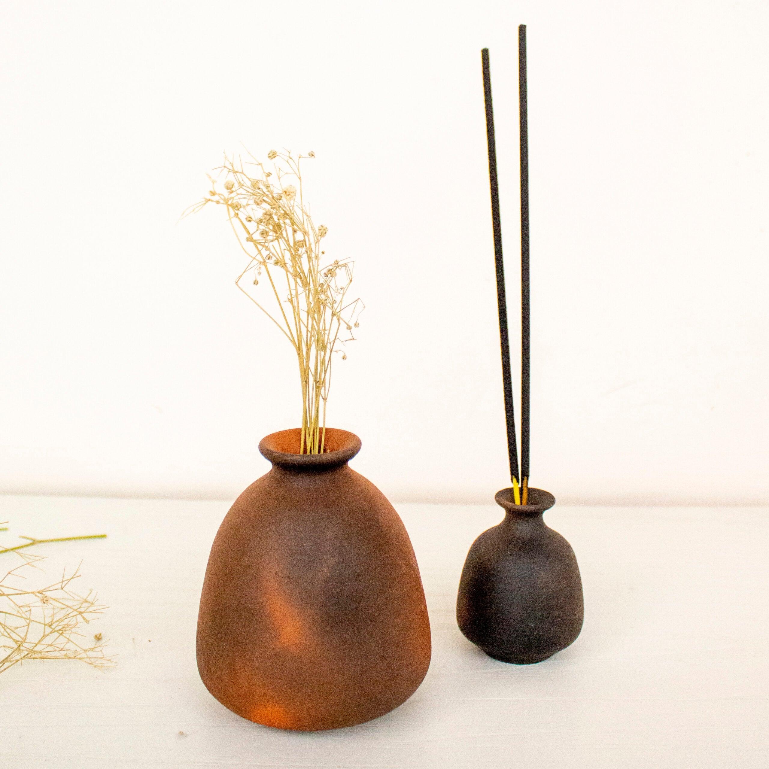 Buy Vase - Terracotta Miniature Pots | Miniature Combo of Vase and Incense Holder by Byora Homes on IKIRU online store