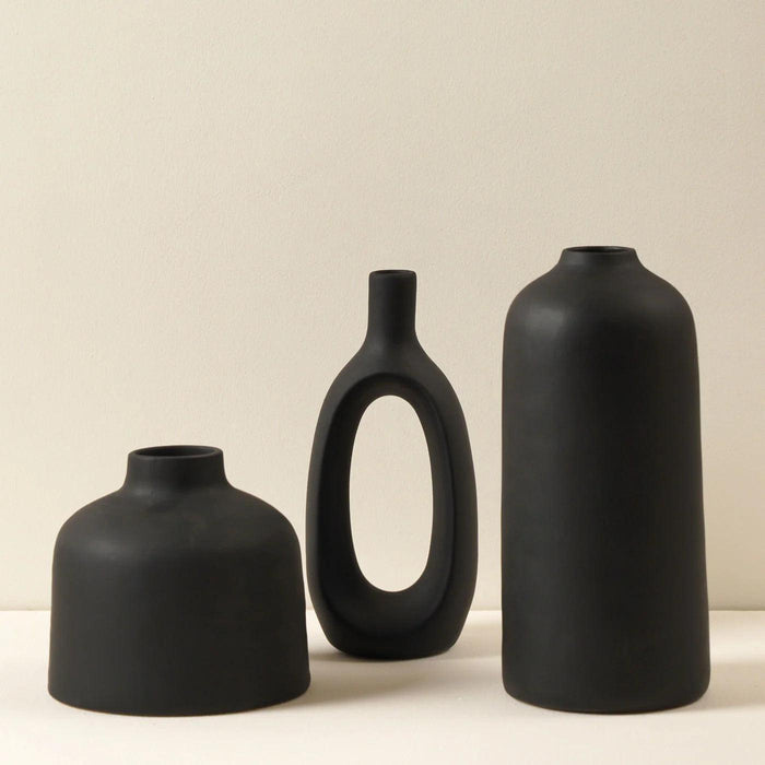 Buy Vase - The Black Gang Vase Set of 3 | Flower Pot for Home Decor by Ceramic Kitchen on IKIRU online store