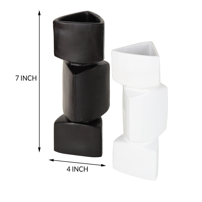 Buy Vase - Verti Ceramic Vase Set in Black & White for Home Decor by De Maison Decor on IKIRU online store