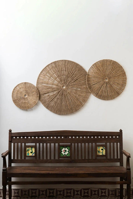 Buy Wall Art - Decorative Sea Grass Wall Art | Unique Round Wall Decor Set Of 3 by Tesu on IKIRU online store