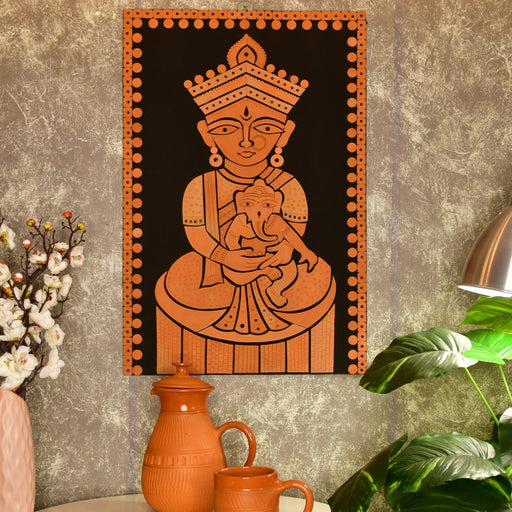 Buy Wall Art - Handcrafted Ganesh Janani Wall Art | Terracotta Little Ganesha Wall Hanging Decor by Sowpeace on IKIRU online store