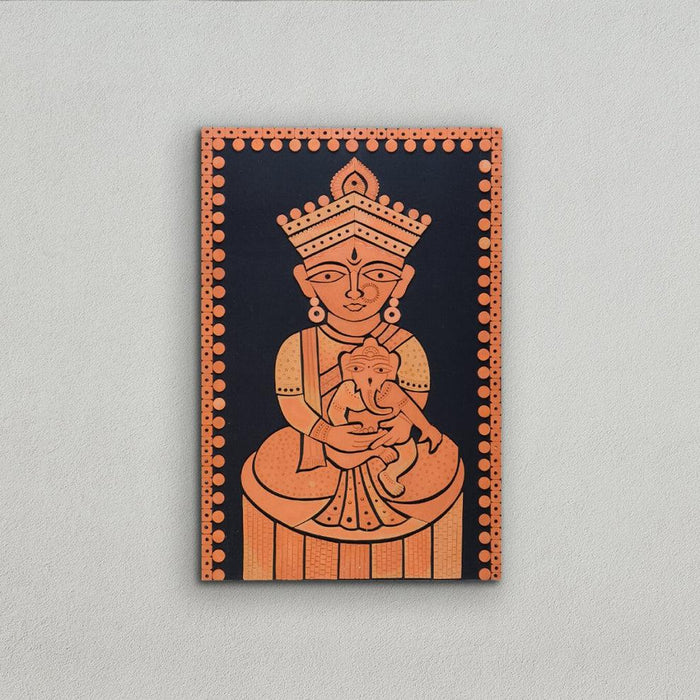 Buy Wall Art - Handcrafted Ganesh Janani Wall Art | Terracotta Little Ganesha Wall Hanging Decor by Sowpeace on IKIRU online store