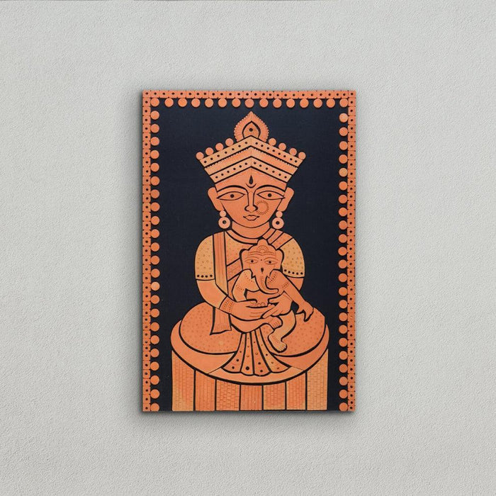 Buy Wall Art - Handcrafted Ganesh Janani Wall Art | Terracotta Little Ganesha Wall Hanging Decor by Sowpeace on IKIRU online store