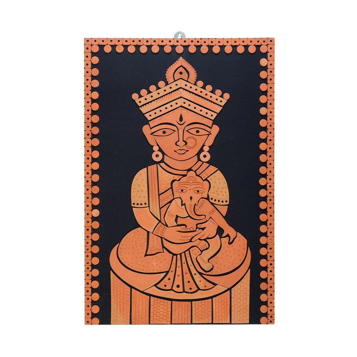 Buy Wall Art - Handcrafted Ganesh Janani Wall Art | Terracotta Little Ganesha Wall Hanging Decor by Sowpeace on IKIRU online store