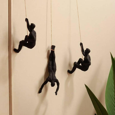 Hanging Man Showpieces & Decorative Artwork | Resin Figurines for Wall Decor