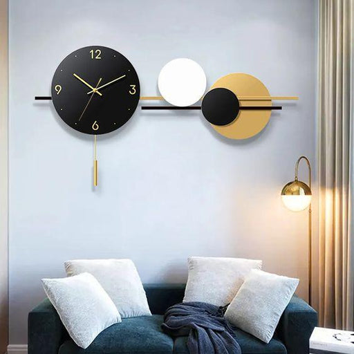 Buy Wall Art - Nexus Black And Golden Circle Metal Wall Clock by Handicrafts Town on IKIRU online store