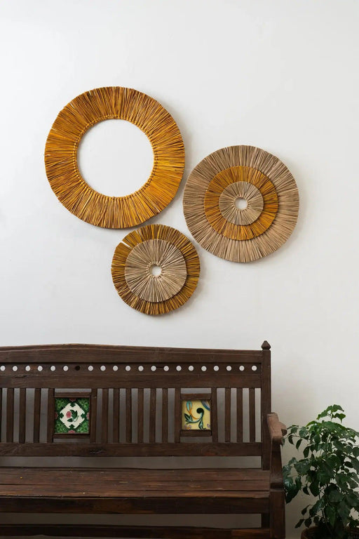 Buy Wall Art - Unique Sea Grass Wall Decor Set Of 3 | Brown Art Piece For Living Room & Bedroom by Tesu on IKIRU online store