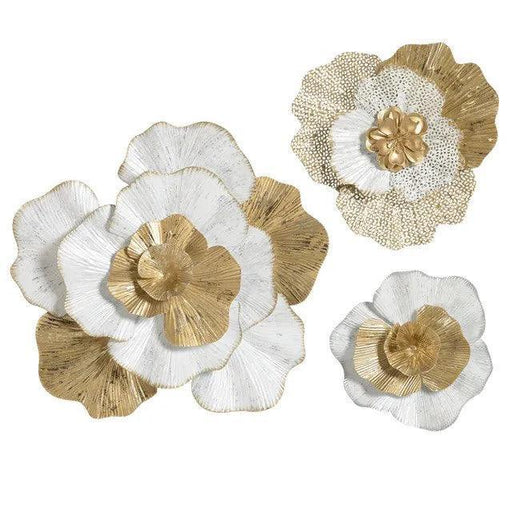 Buy Wall Art - White And Golden Flower Metal Wall Art For Home Decor by Handicrafts Town on IKIRU online store