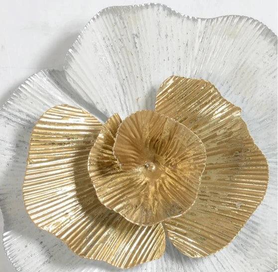 Buy Wall Art - White And Golden Flower Metal Wall Art For Home Decor by Handicrafts Town on IKIRU online store