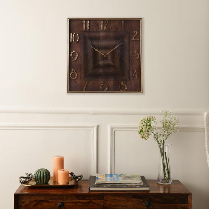 Buy Wall Clock - Chateau Minimal Wooden Square Wall Clock For Living Room & Bedroom by De Maison Decor on IKIRU online store