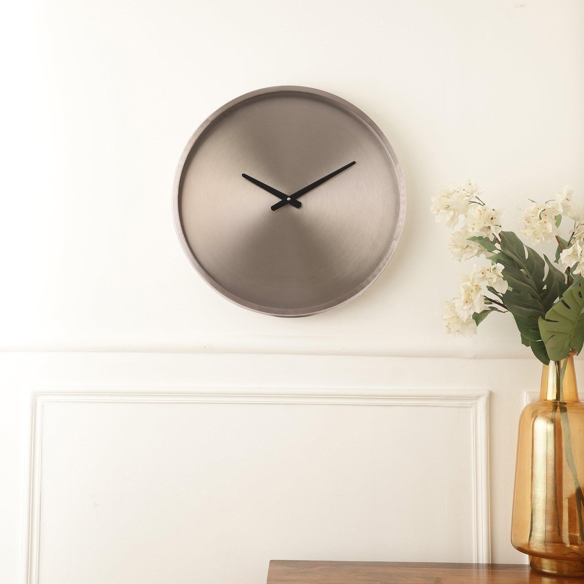 Buy Wall Clock - Decorative Round Metallic Wall Clock For Home & Office Decor by De Maison Decor on IKIRU online store