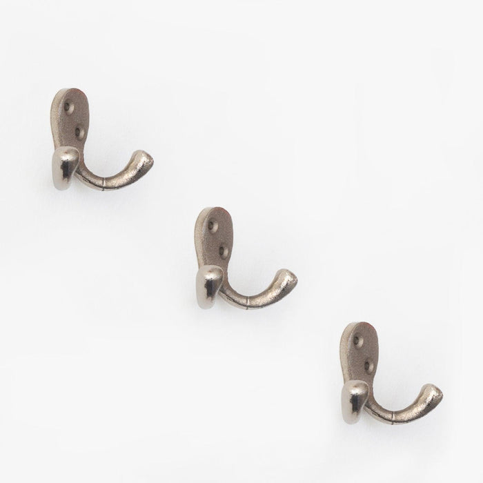 Buy Wall Hooks - Silver Metal Dual Hooks For Wall Clothes Pack Of 3 Hooks by Casa decor on IKIRU online store
