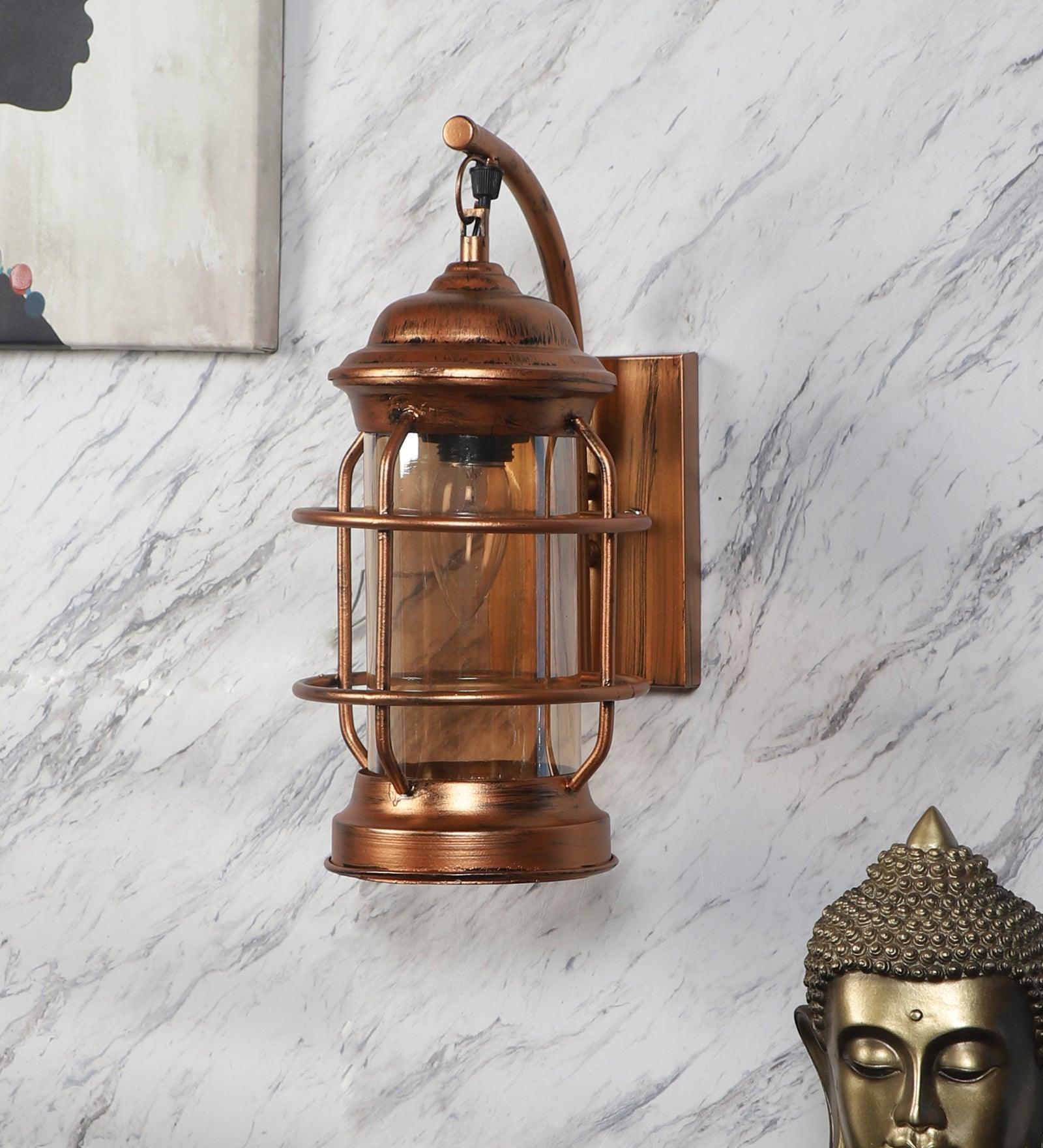 Buy Wall Light - Beeso Copper Iron Lantern Wall Lamp Light For Indoor & Outdoor Decor by ELIANTE by Jainsons Lights on IKIRU online store