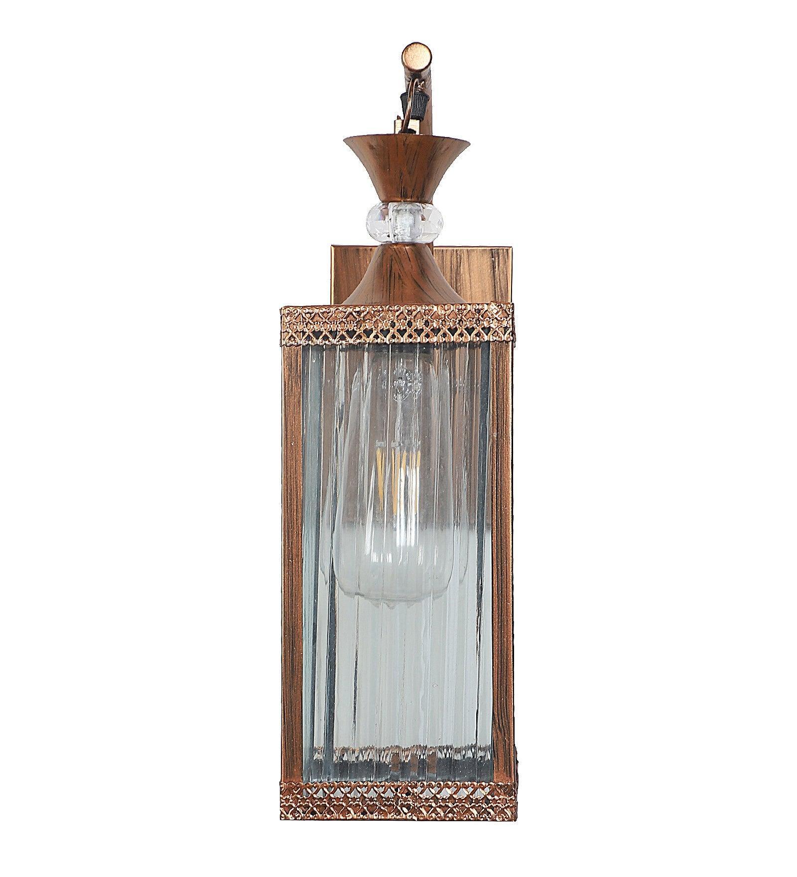 Buy Wall Light - Chakor Luxurious Glass Finish Wall Lampshade | Decorative Copper Iron Wall Light For Home Decor by ELIANTE by Jainsons Lights on IKIRU online store