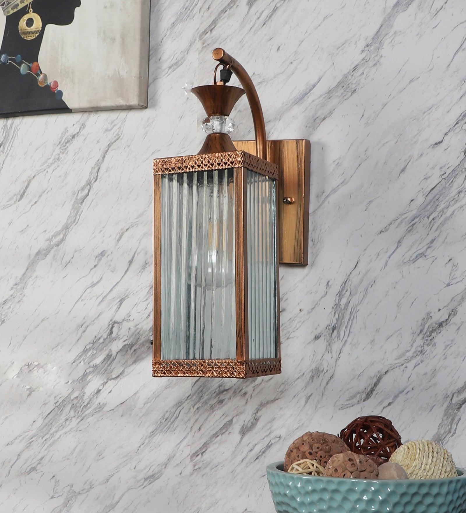 Chakor Luxurious Glass Finish Wall Lampshade | Decorative Copper