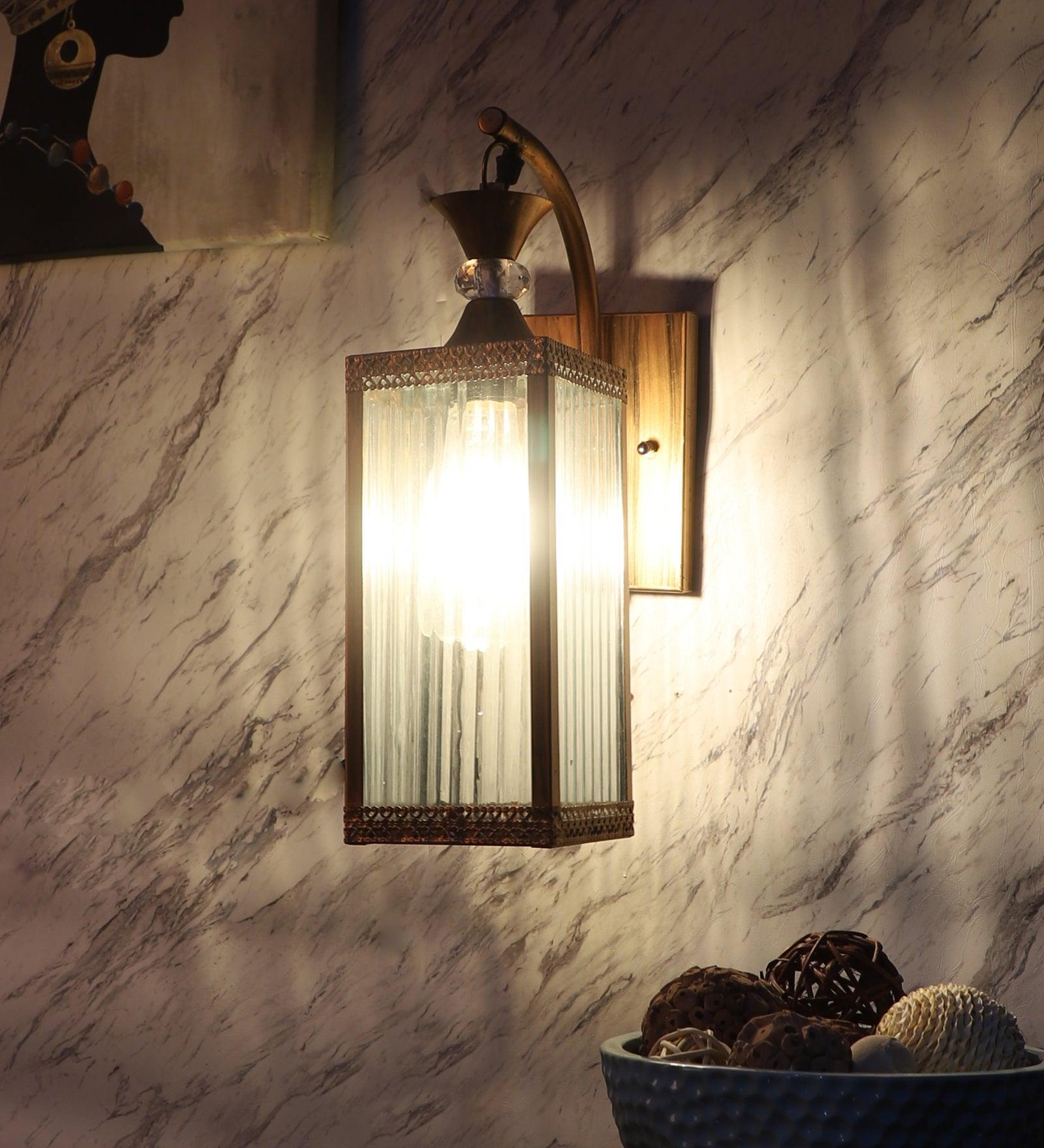 Buy Wall Light - Chakor Luxurious Glass Finish Wall Lampshade | Decorative Copper Iron Wall Light For Home Decor by ELIANTE by Jainsons Lights on IKIRU online store