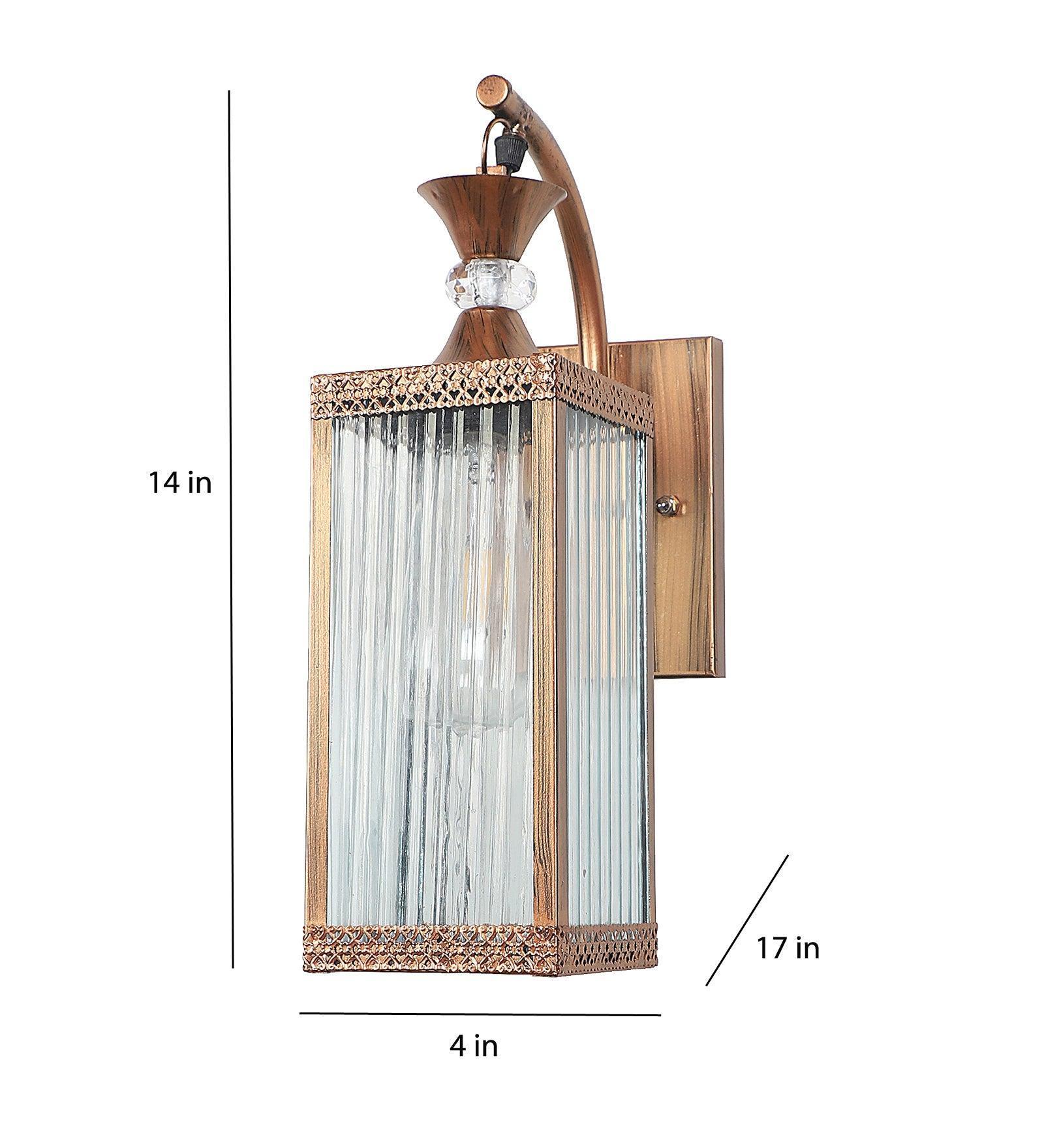 Buy Wall Light - Chakor Luxurious Glass Finish Wall Lampshade | Decorative Copper Iron Wall Light For Home Decor by ELIANTE by Jainsons Lights on IKIRU online store