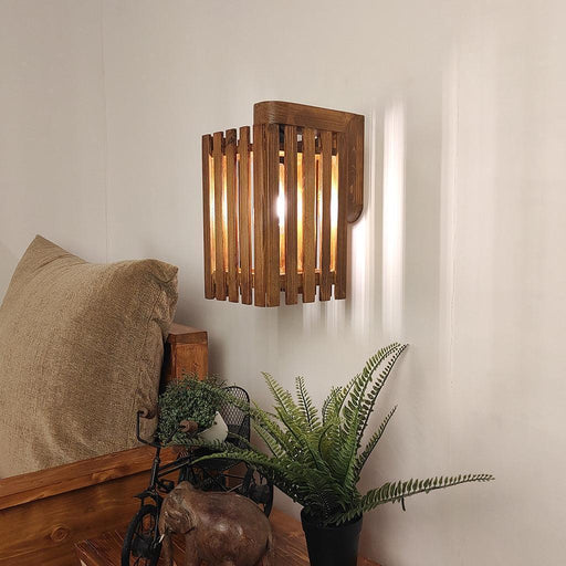 Buy Wall Light - Elegant Brown Wooden Wall Light by Symplify on IKIRU online store